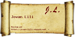 Jovan Lili névjegykártya